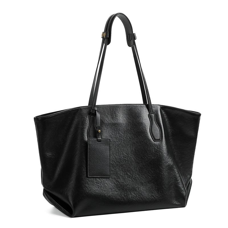 Genuine Leather: Niche Large-capacity Tote Bag, High-end Quality Commuter Shoulder Bag, Large Bag