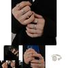 Eleganter 925 Sterling Silber Ring im koreanischen Stil, verstellbar, mit funkelndem geometrischen Kristalldesign