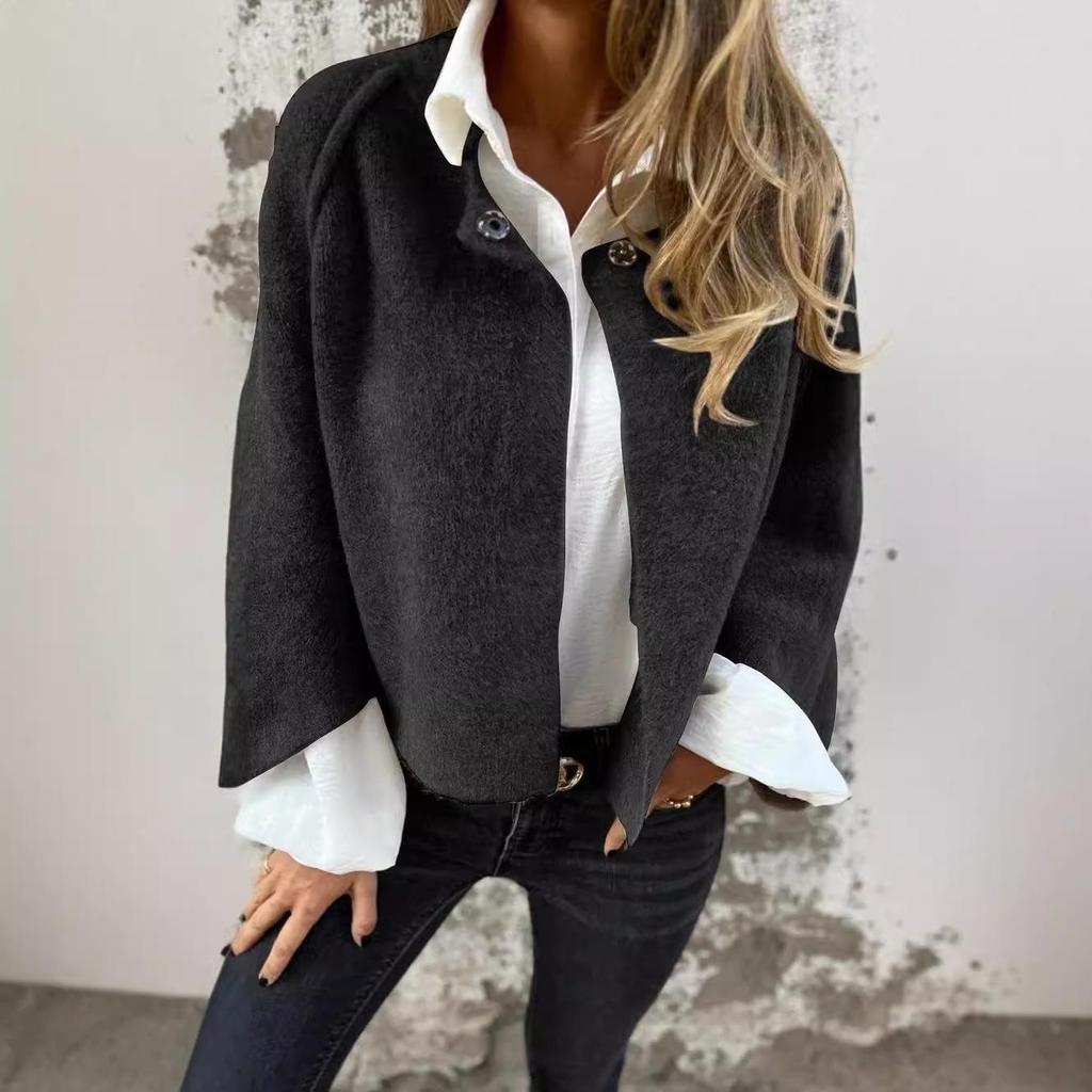 2025 Women's Autumn/Winter Short Loose Cashmere Jacket with Long Sleeves