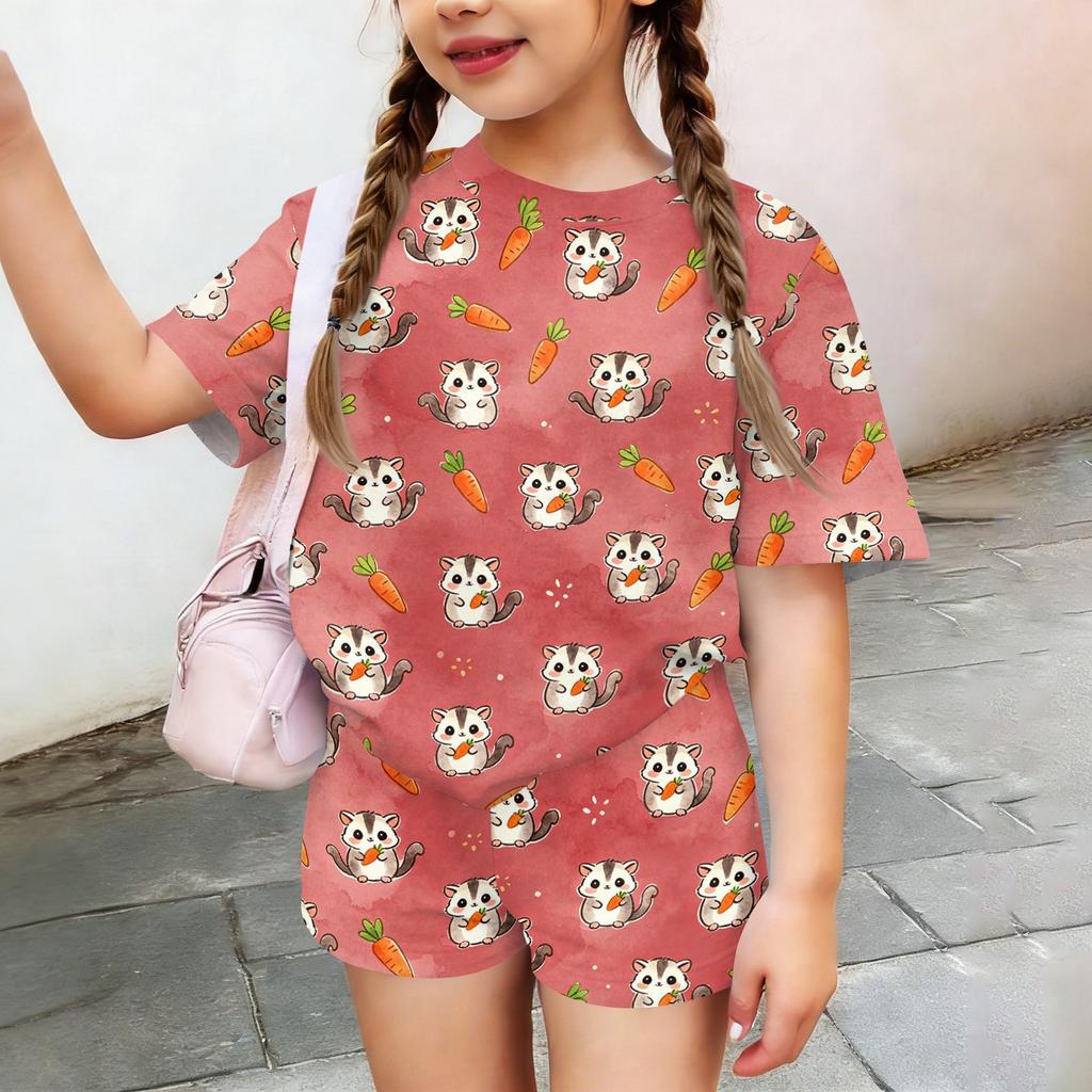 Kids Casual Short Sleeve T Shirt and Shorts Set Animal Print Lightweight Summer Outfit for Boys and Girls Soft Fabric Comfortable Fit