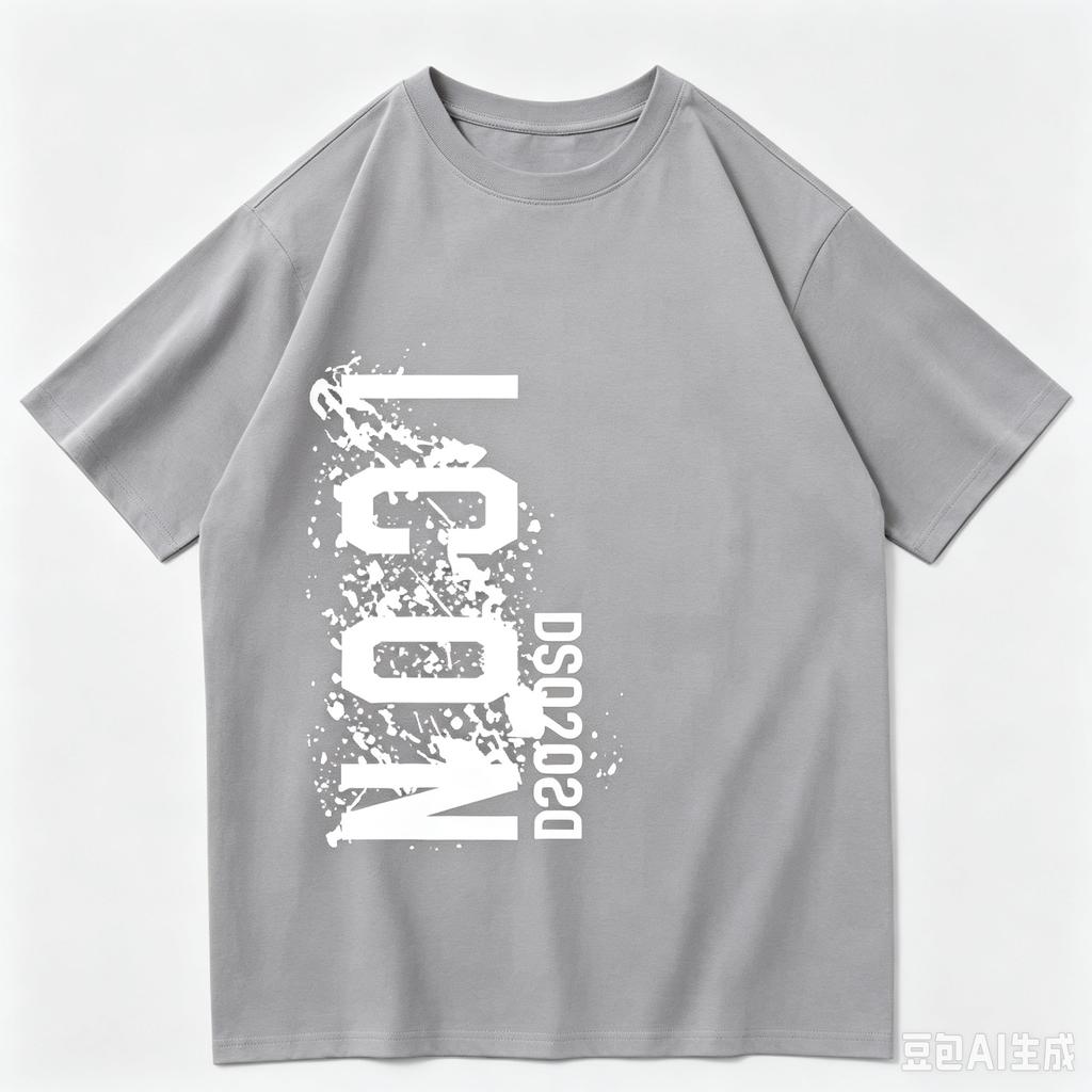 Splatter Ink Letter Graphic T Shirt Vertical Text Print Oversized Crew Neck Short Sleeve Unisex Streetwear Tops