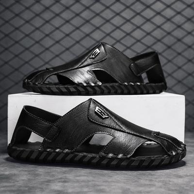 Leather Sandals Men'S Outdoor Leisure Year Men'S Slippers Sandals Dual-Purpose Hole Shoes Men'S Driving Slippers