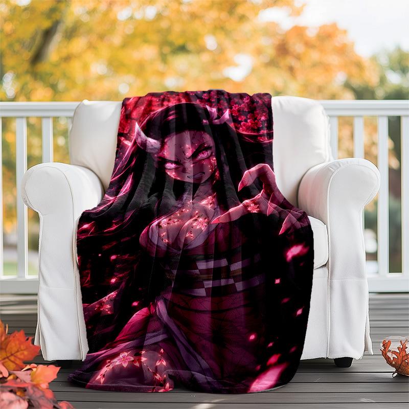 1pc nezouko5 Theme Blanket - Digital Print, Polyester, Cozy for All Seasons, Perfect for Outdoor, and Travel