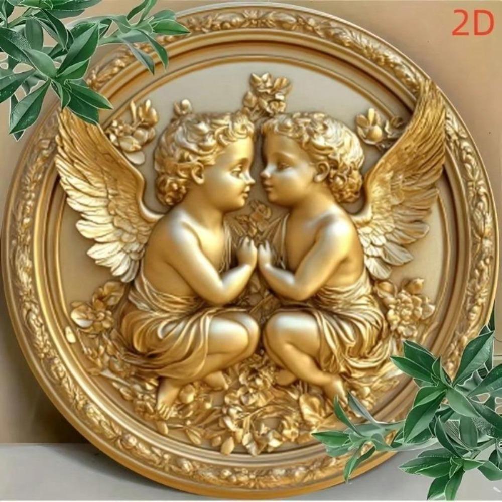 Vintage Angel Wall Art Gold White Relief Metal Decor Sculpture Home Ornament