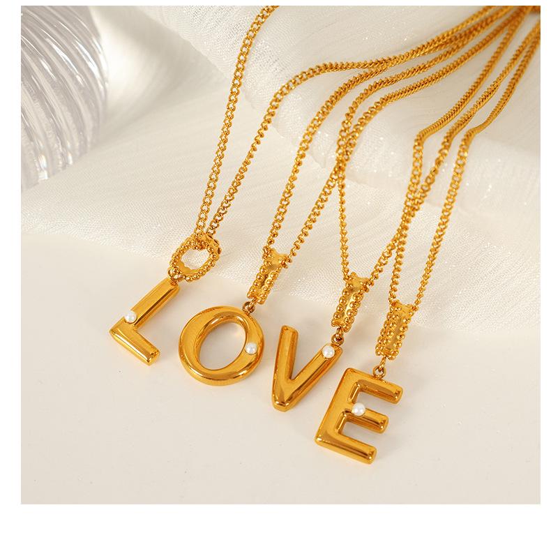 18k Gold-Plated Titanium Steel Bubble Letters Necklace for Women