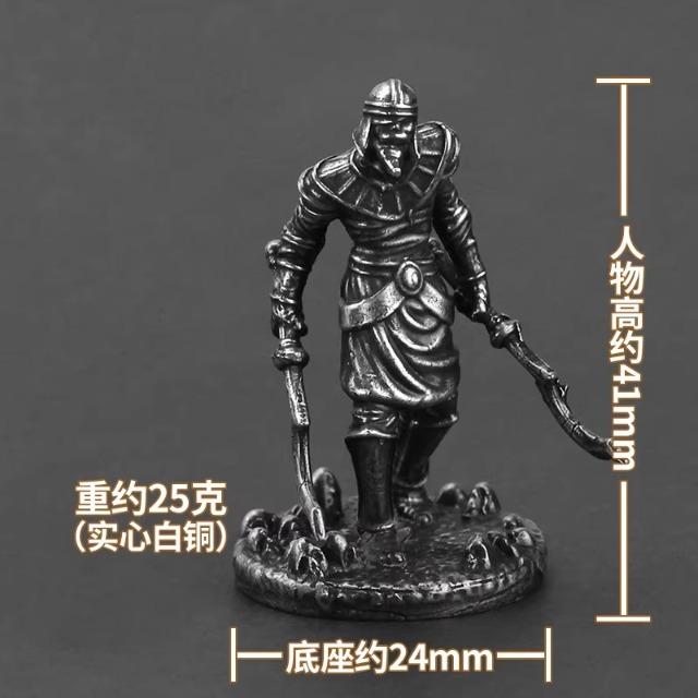Vintage Egyptian Mummy Warrior Handmade Cupronickel Soldier Figurine for Tabletop Game, Car Decor, Collectible Gift for Men