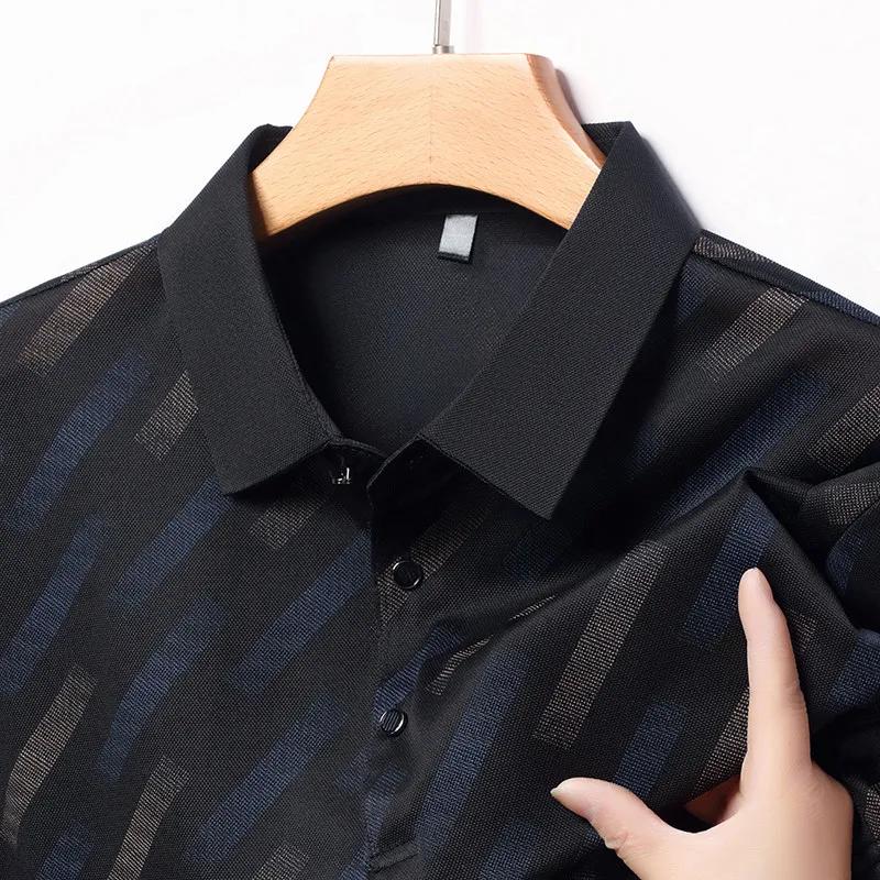 New Men's Business Casual Short Sleeved Printed Polo Shirt Fashionable Breathable Comfortable and Versatile Top