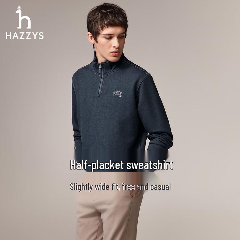 

HAZZYS Men s Fleece Stand Collar Half-Zip Pullover Sweatshirt
