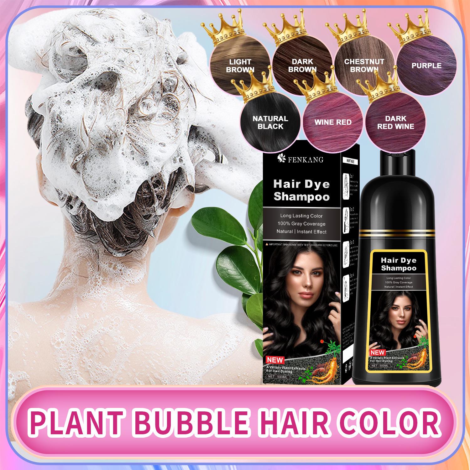 Plant-Based Black Hair Dye for Gray Coverage - Wash-In Bubble Formula Chestnut Brown