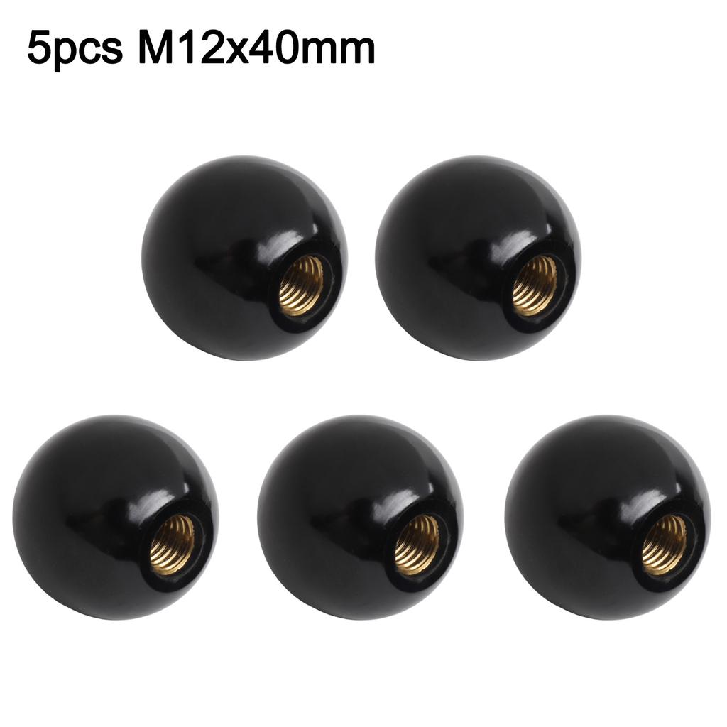 Reliable Bakelite Round Ball Knob 5Pcs Black Threaded Ball Design Suitable for Machinery and Electronic Equipment