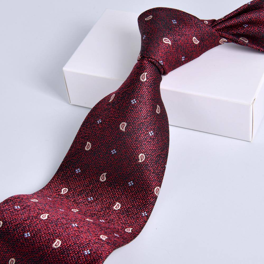 Men's Burgundy Striped Jacquard Formal Business Tie, 8cm Handmade Tie Decoration