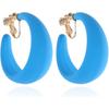 Chunky Clip On Hoop Earrings for Women Detachable Wide Statement Earring Non Pierced 80s 90s Fashion Accessories Vintage Neon Party Jewelry Outfit