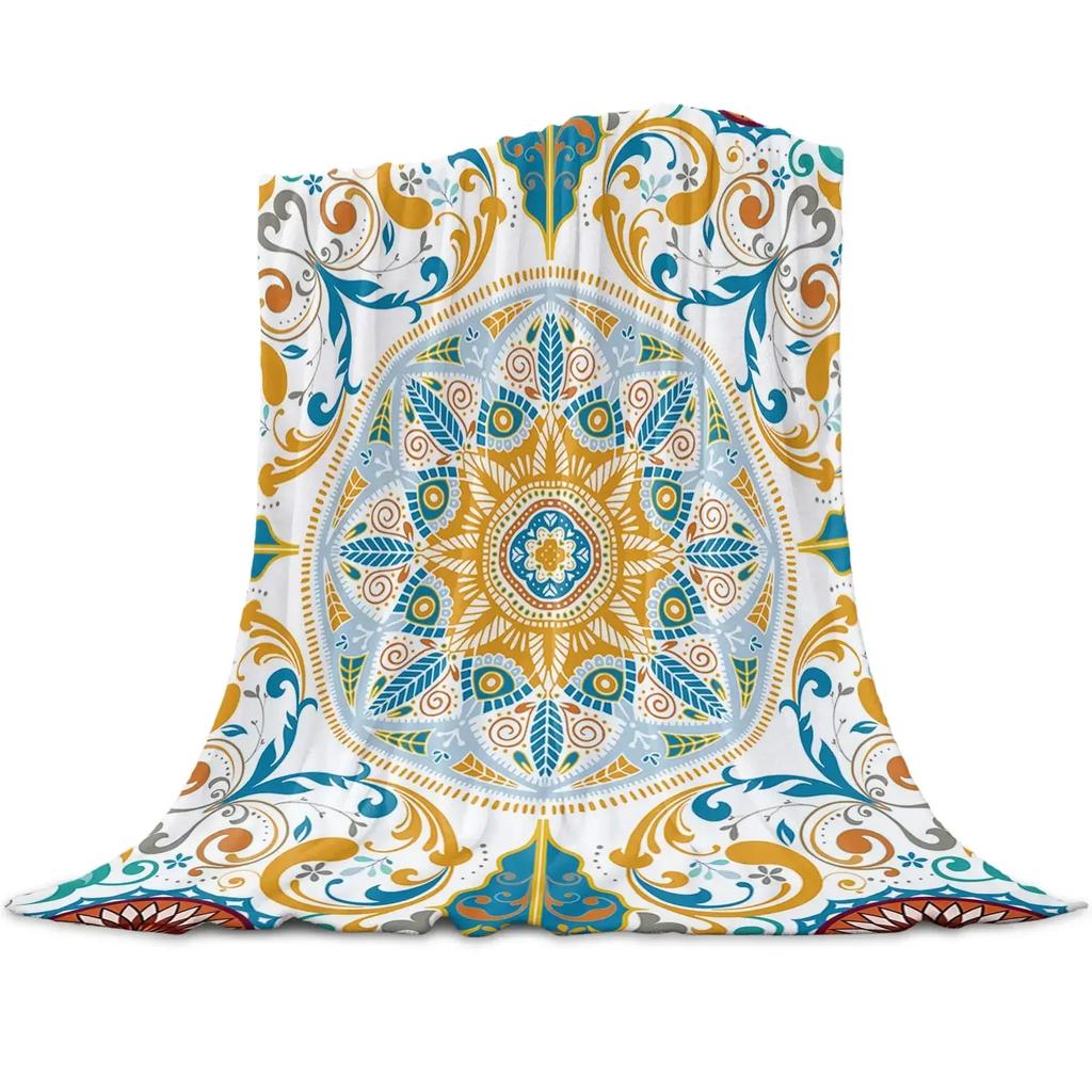 Flannel Luxury Throw Blanket Bohemian Mandala Floral Galaxy Geometric Art Print Lightweight Warm Soft Cozy for Couch Sofa Bed
