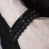 4Pcs/Set Black Gall Stone Volcanic Stone Wood Beads Multi-layer Men's Combination Elastic Bracelet For Couple Friends Jewelry