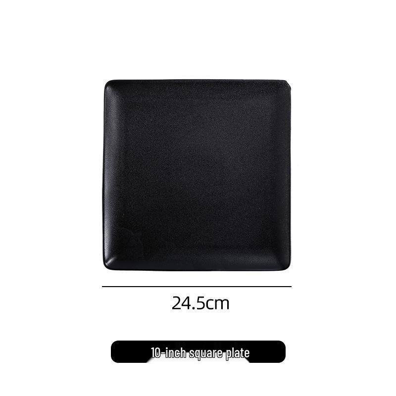 Minimalist Black Matte Ceramic Plates - Round & Square Options for Steak and Western Cuisine, Ideal for Homes