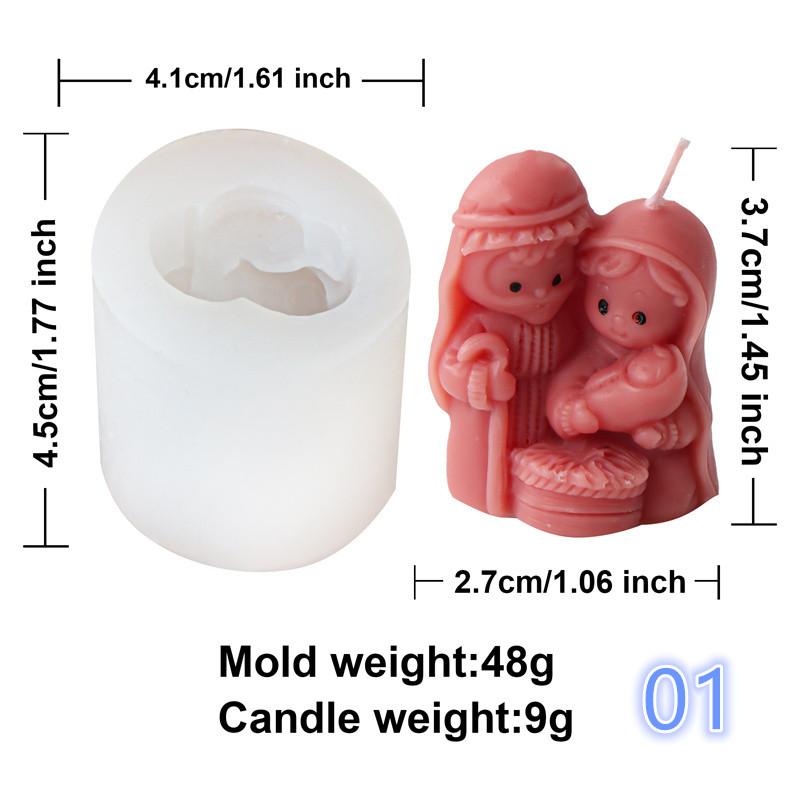 

Mini Holy Family Nativity Set Candle Mold Resin Epoxy Plaster Silicone Mould Jesus Virgin Mary Table Decoration DIY Gifts Wax