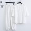Men's Summer Cotton Linen Chinese Style Frog Button Half Sleeve Tang Suit Set