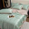 Ensemble de couette d'été en soie brodée King Queen Luxe Soie Lavée Literie Couette Décoration Intérieure Doux Léger