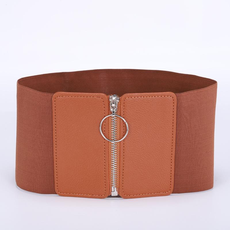 Elastic Belt Women'S Zipper Design Waist Skirt Waist Slim Fit Elastic Wide Waist Seal