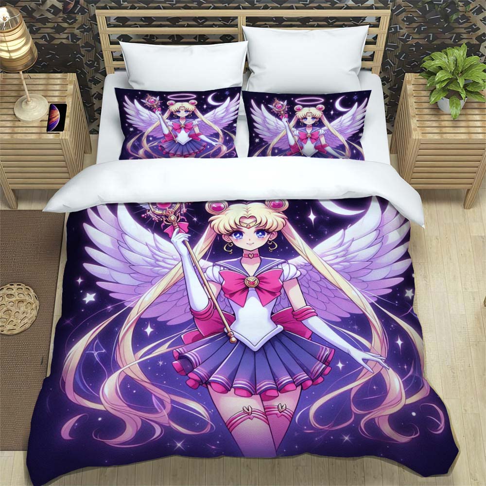 Neue Kawaii Sailor Moon Weiche und Bequeme Bettbezug, Kinderbettwäsche Set Geschenk, Extragroß, Mehrere Größen Verfügbar.