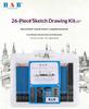 26-Piece Beginner Sketch Pencil Set Raw Wood Drawing Pencils, PVC Carrying Case, Complete Art Kit with Brushes & Tools