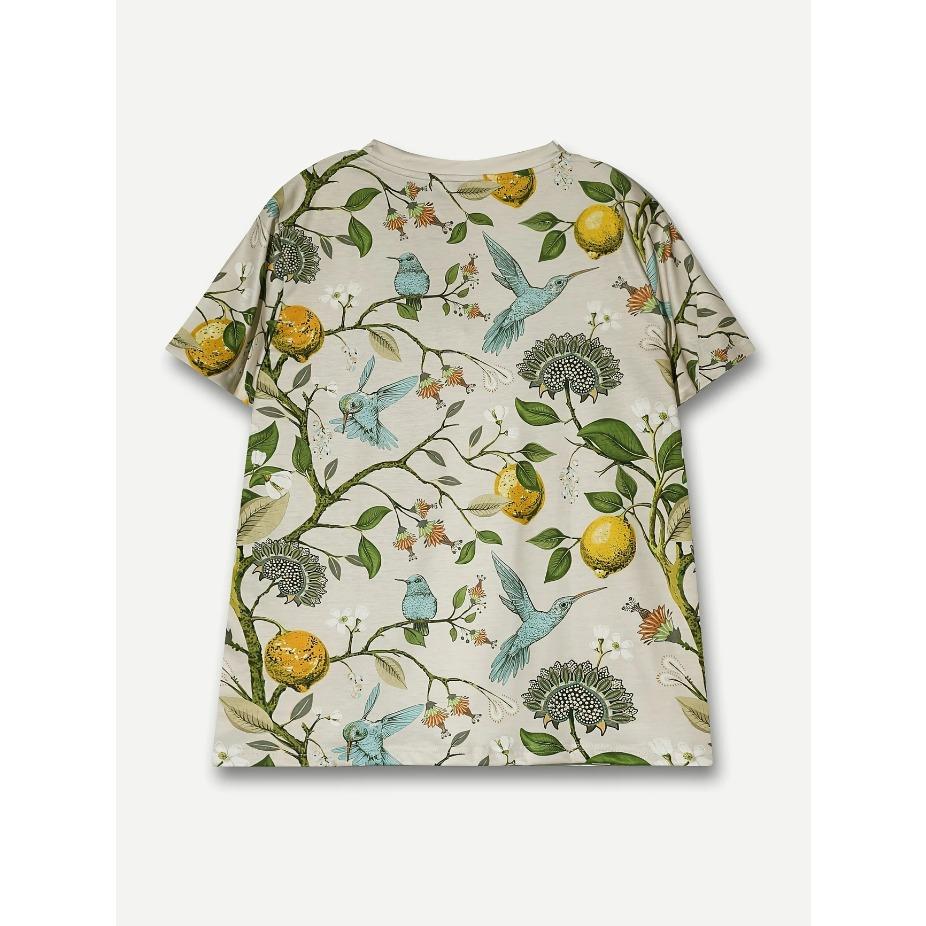 Women'S Vintage Floral Print Short Sleeve T-Shirt - Soft Breathable Fabric, Relaxed Fit Round Neck Casual Top