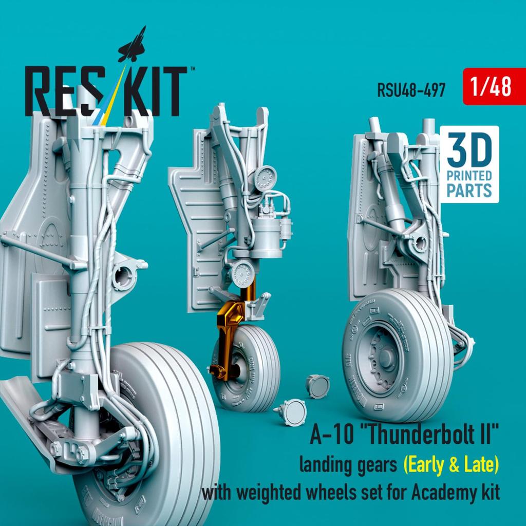 Reskit 1/48 A-10 Thunderbolt II Landing Gear (Early/Late Model) (for Academy Aircraft) Plastic Model Kit Parts RSKU48-0497 (Airplane)