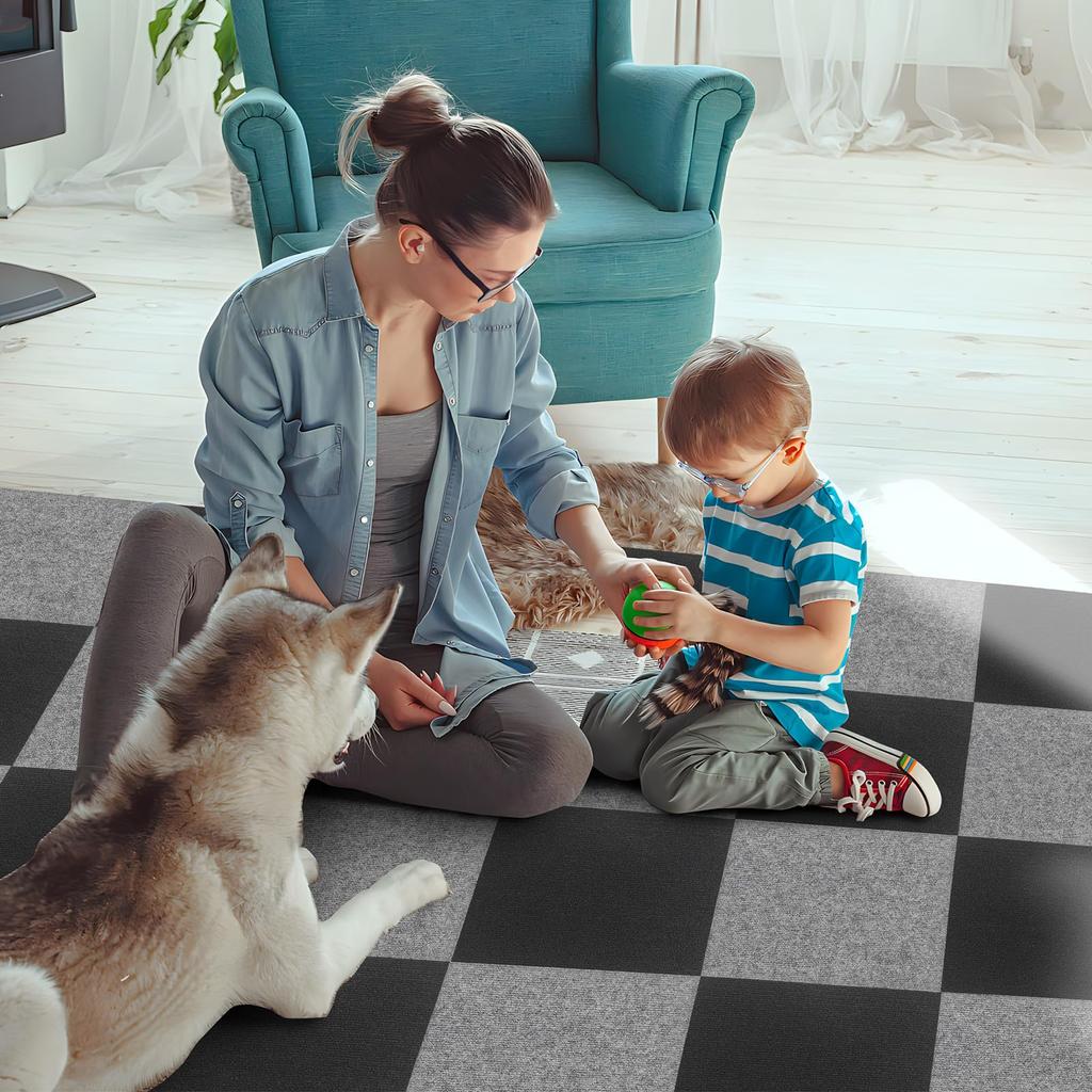 10 pieces of self-adhesive non-slip square carpet tiles 30 × 30cm reusable waterproof living room bedroom carpet paste Gray