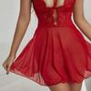 European & American Lace Lingerie: Women's Sexy Two-Piece Nightdress with Thin Straps