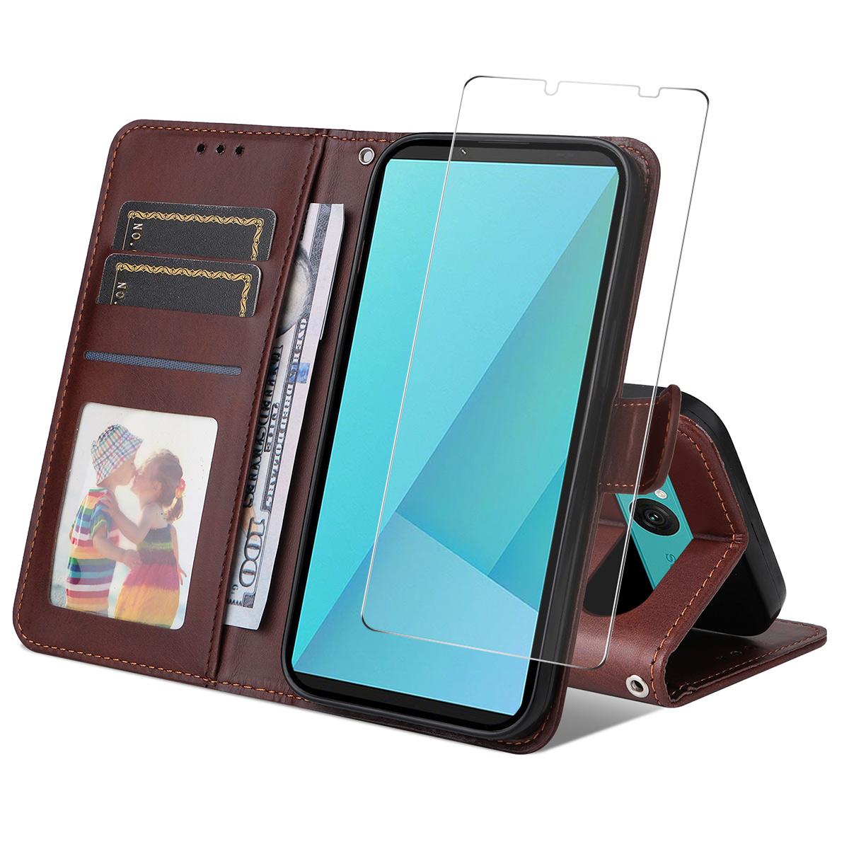 

For Sony Xperia 10 VII PU Leather Wallet Case ENKAY HAT PRINCE Phone Stand Cover with Tempered Glass