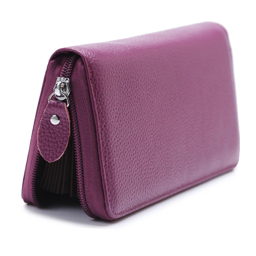 Leather Blocking Wallet Long Zipper Handbags Purse Large Capacity Card Holder Wallet
