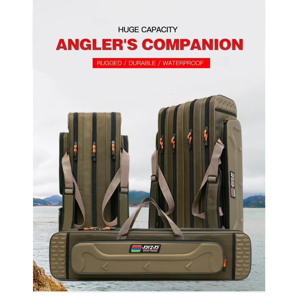 Hard Steel Fishing Rod bag Adjustable 2 3 4 Layer Tier Oxford Gear case with reel line Carrier for Travel Outdoor Organizer260319