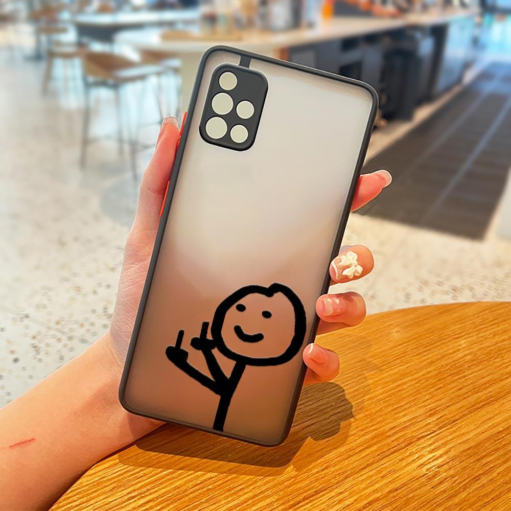 Cute Middle Finger Funny Man Galaxy A53 5G Case For Samsung A52 A52s A13 A14 A21S A23 A32 A33 A51 A71 A73 Phone Case Matte Cover