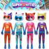 Superkitties Kids Onesie Costume With Soft Milk Silk Fabric Cartoon Style Purple Blue Pink Orange 100cm-150cm/43.3-59.05in