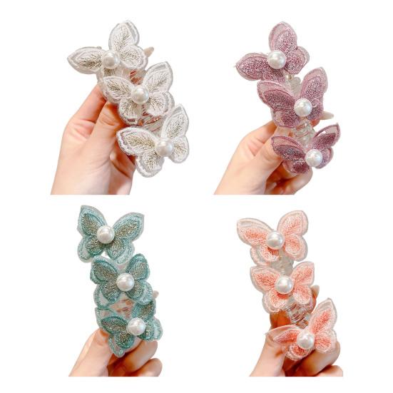 4Pcs Women Hair Ropes Butterflies Faux Braided Hair Elastic Straps Decor Hair Ties Hair Accessories