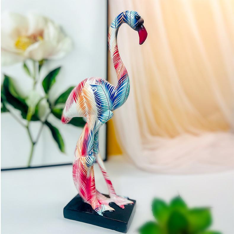 New colorful flamingo ornaments resin crafts home furnishings entrance TV cabinet decorations ornaments