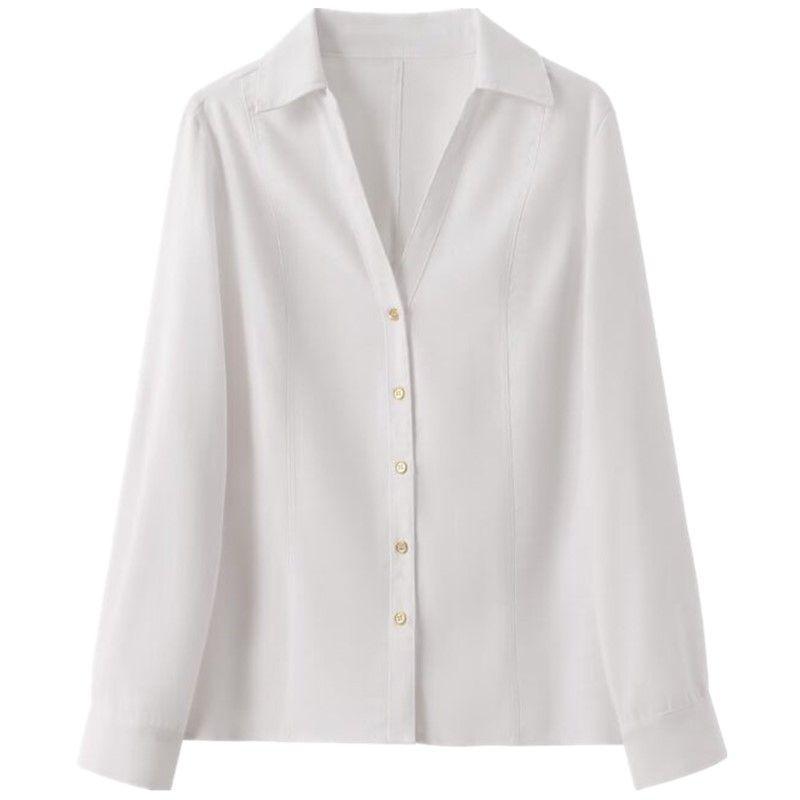 

Fashion Style 2024 Summer New Women s Clothing Slim Looking Easiest for Match Roll-up Sleeve Linen Blended Shirt 2157041 250 White L