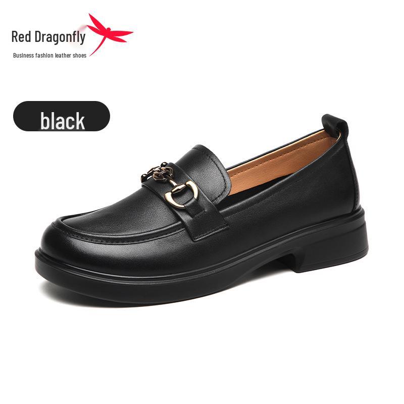 Red Dragonfly Women s Genuine Leather Autumn Loafers - Soft, Comfortable, Black Slip-On Shoes 36