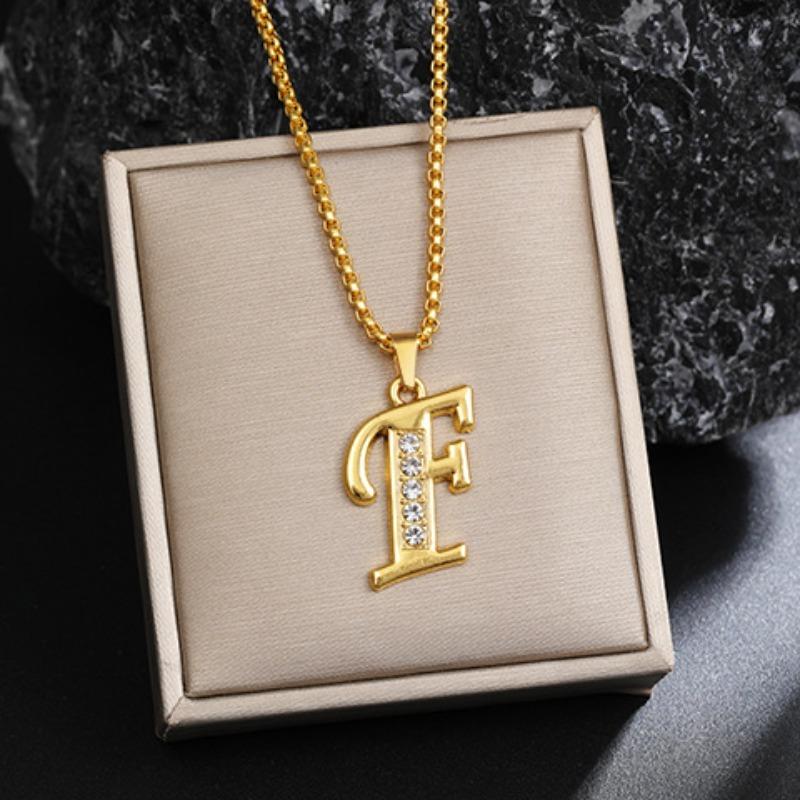 Nový 26 diamantový náhrdelník s anglickými písmeny pro muže a ženy, trendy a kreativní náhrdelník s přívěskem osázeným diamanty
