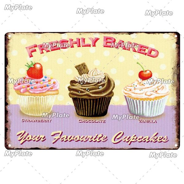 Cake Metal Sign Plaque Metal Vintage Food Tin Sign Wall Decor for Kitchen Cafe Diner Bar Cupcake Metal Signs