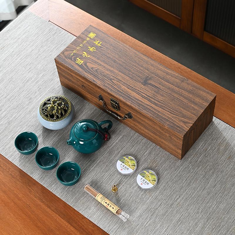 Merchandise Ding Kiln Tea Set Ceramic Set Gift Box Incense Burner Incense Road Companion Anniversary Celebration Company Gift Annual Meeting