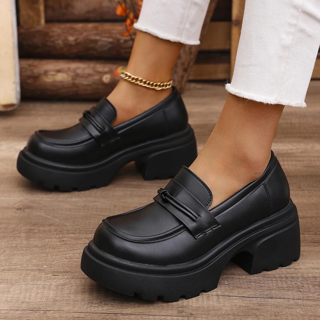 Fashion Gothic Chunky Platform Loafers Women 2025 Spring British Style Patent Leather Pumps Woman Thick Bottom Jk Uniform Lolita Shoes