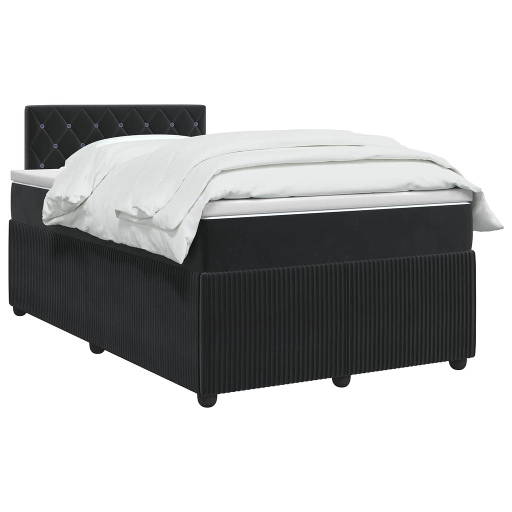 Box Spring Bed with Mattress Black 120 X 190 Cm Velvet
