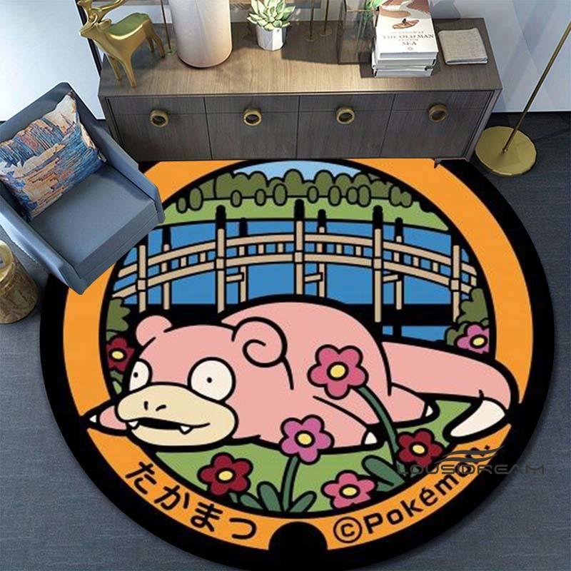 Round Pokémon Rug, Suitable for Living Rooms, Bedrooms, Lounges, Balconies, Sofas, Coffee Tables, Swivel Chairs, Etc. Holiday Gi