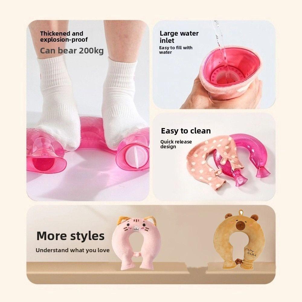 Cartoon U-shaped Hot Water Bag Detachable Anti-scalding Neck Warmer Comfortable Reusable Neck Support Warm Water Bag