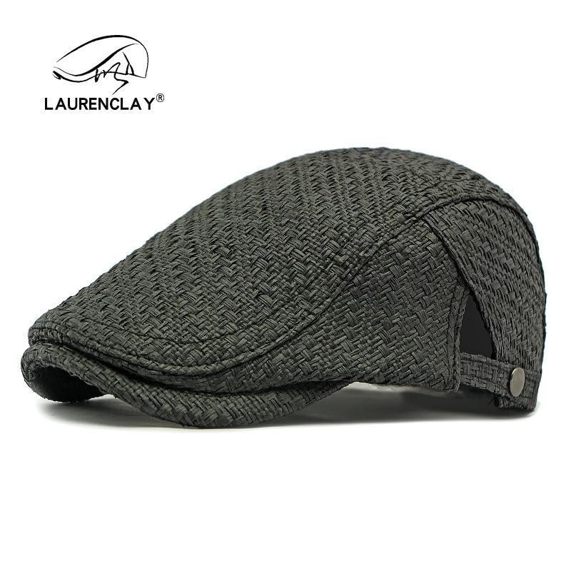 Men's Straw Hat Beret: Spring/Summer Sun Protection, Retro Duckbill Newsboy Cap.
