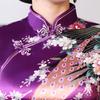 Cheongsam autumn new multi-color peacock pattern long satin large size slim banquet team catwalk one piece