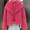 Winter New Models Are Popular This Year for Age Reduction, Beautiful Rose Red Fur Integrated Lamb Wool Coat Women