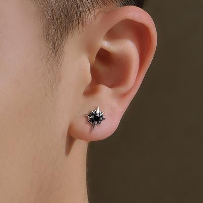 Fashion Personality Gothic Dark Zircon Earrings Men and Women Teens Punk Rock Hip Hop Star Ear Stud Jewelry