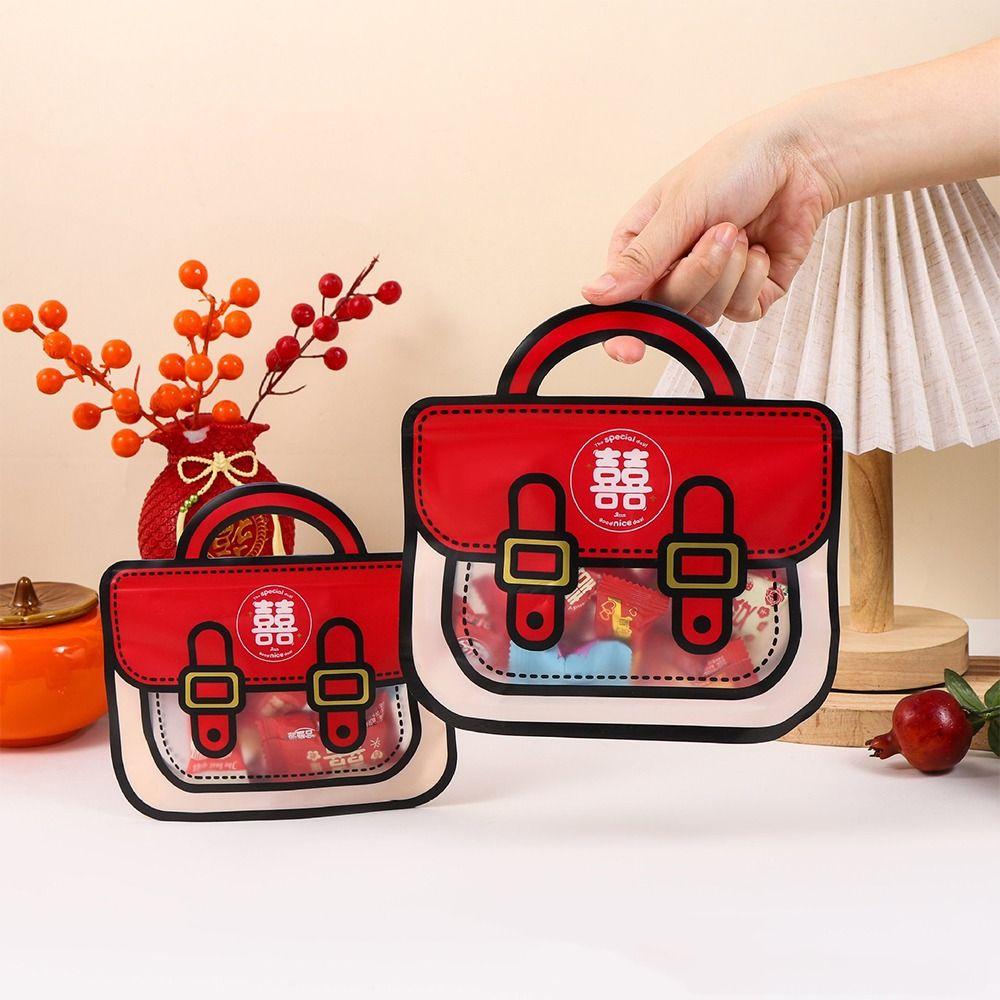 10pcs Cute Wedding Zipper Bag Plastic Candy Bag School Bags Shape Gift Bag  Holiday Party Decor